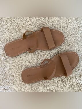 Madewell Brown Leather Double-Strap Slide Sandals